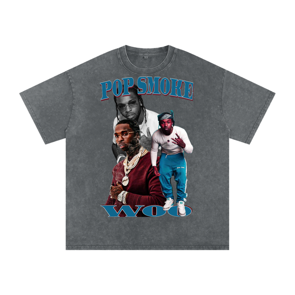 Pop Smoke Acid Wash Oversize T-Shirt