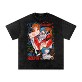 Asuka x Rei Evangelion Acid Wash Oversize T-Shirt