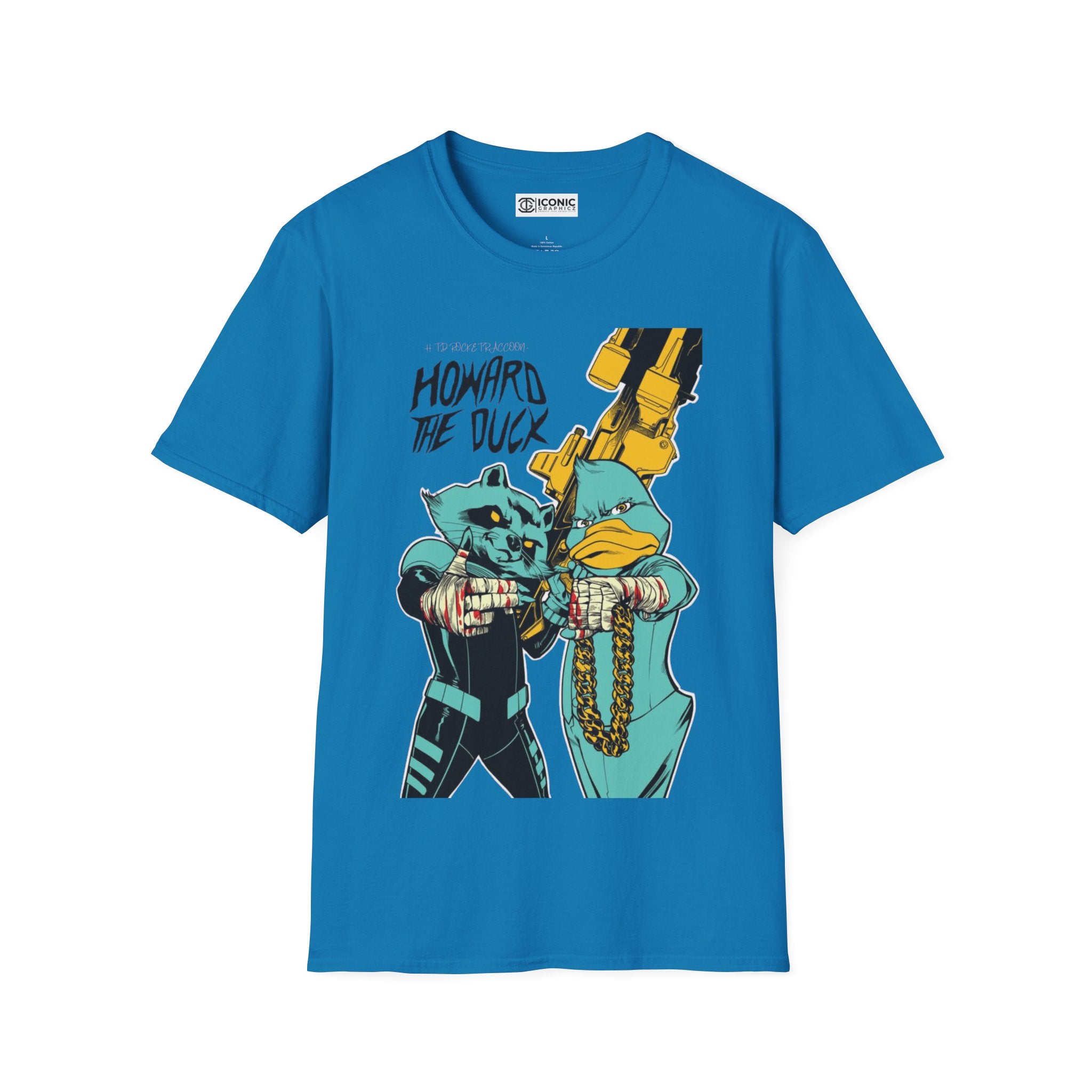 Howard the Duck and Rocket Raccoon Unisex Softstyle T-Shirt - IGZ Clothing 