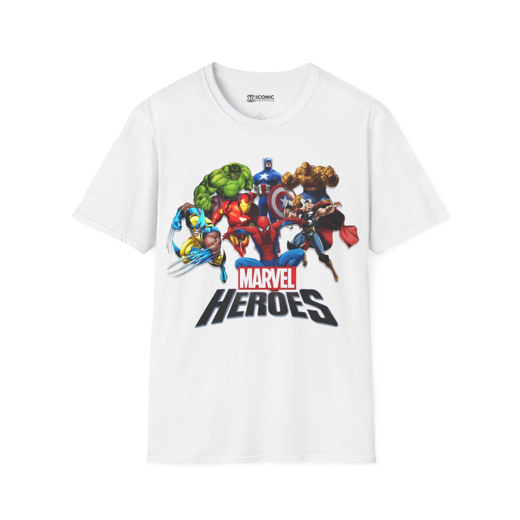 Marvel Heros Unisex Softstyle T-Shirt - IGZ Clothing 