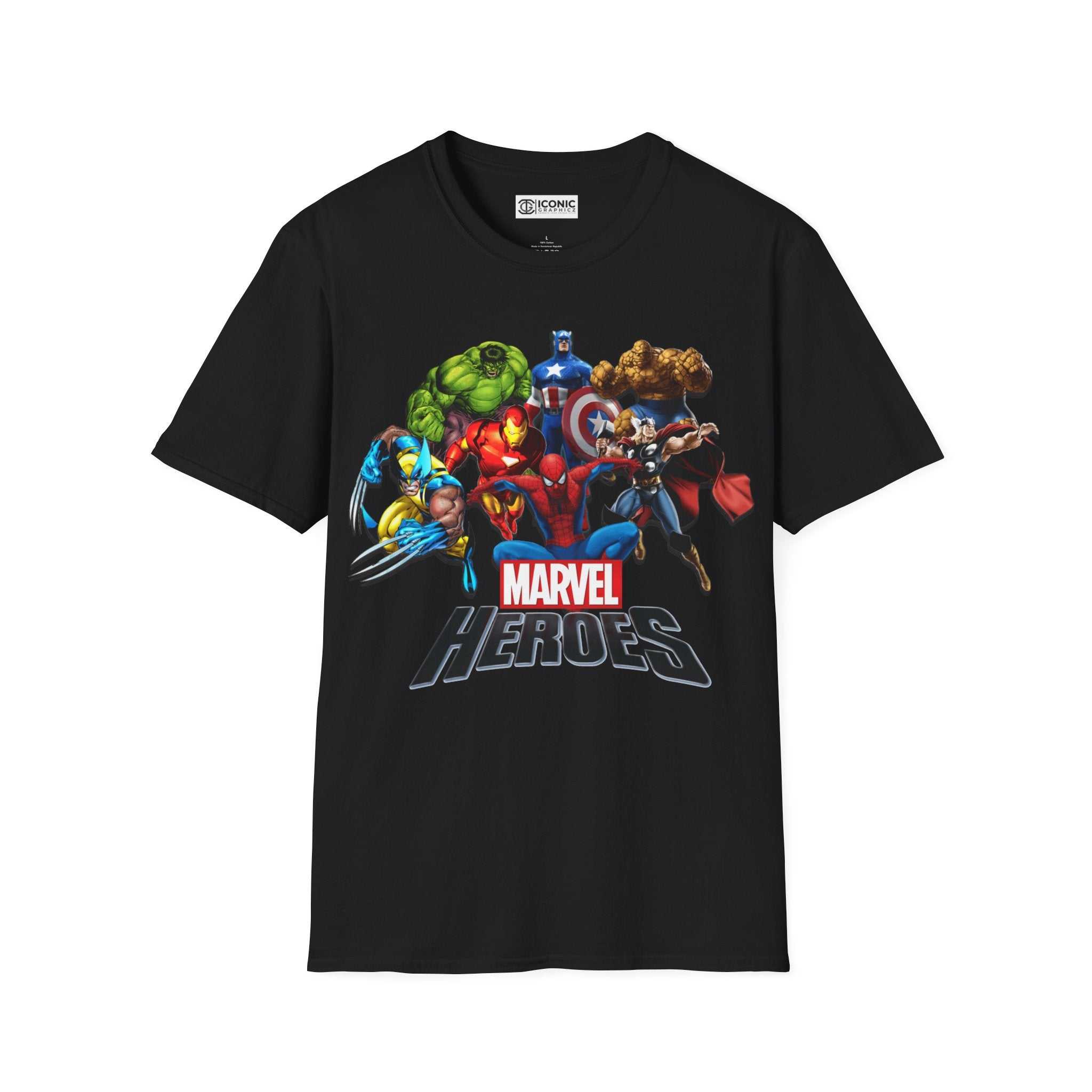 Marvel Heros Unisex Softstyle T-Shirt - IGZ Clothing 