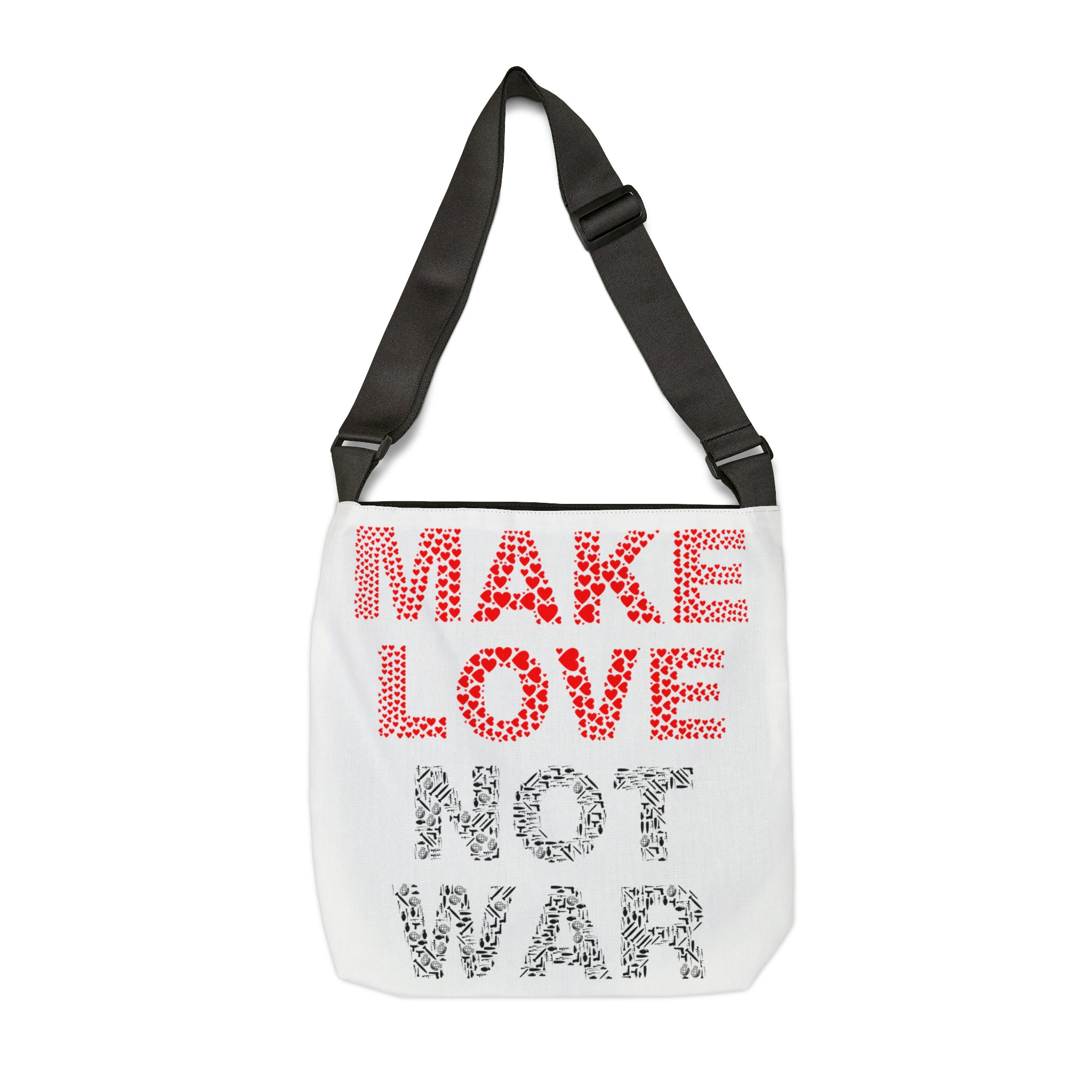 Make love not war Adjustable Tote Bag (AOP) - IGZ Clothing 