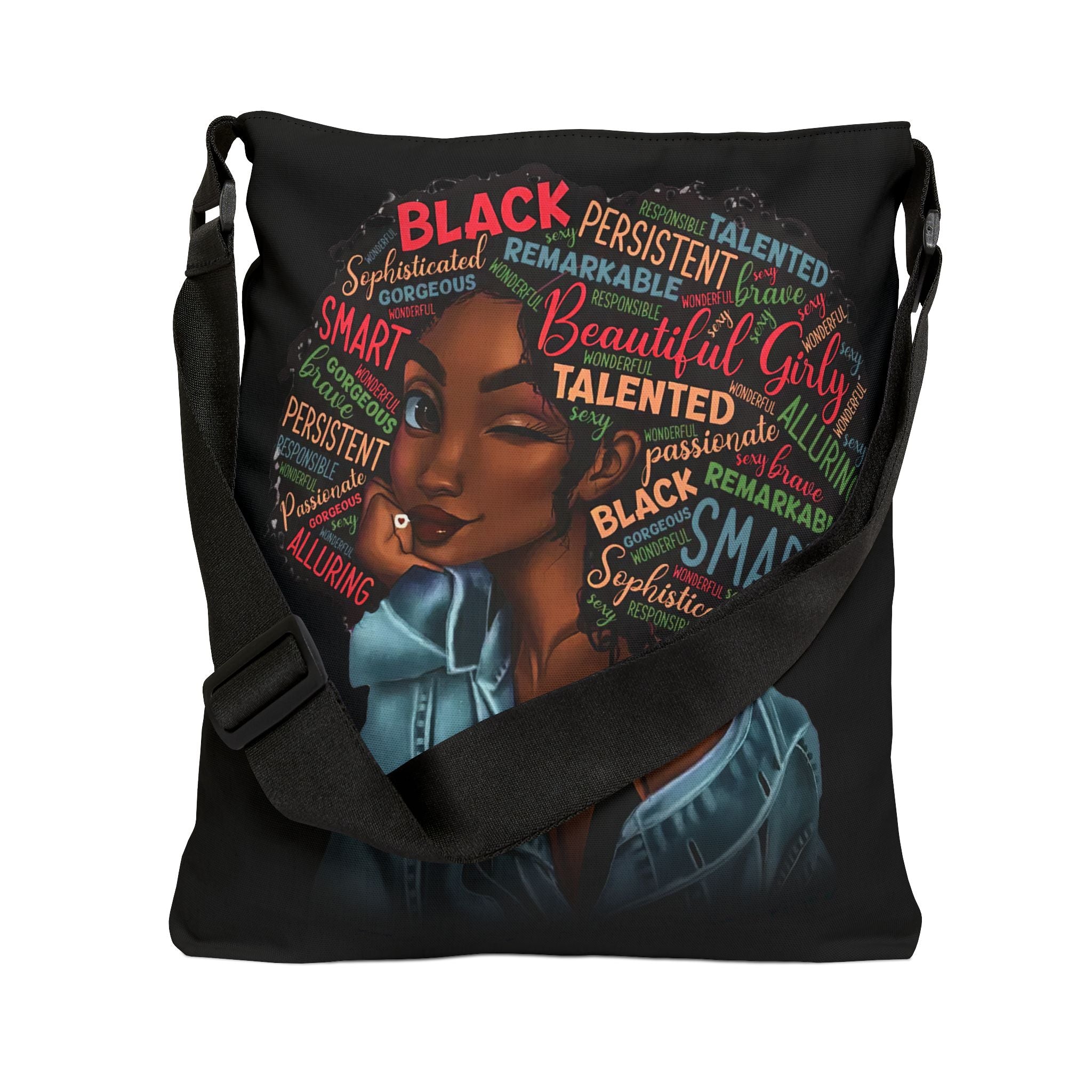 Black Beauty Adjustable Tote Bag (AOP)