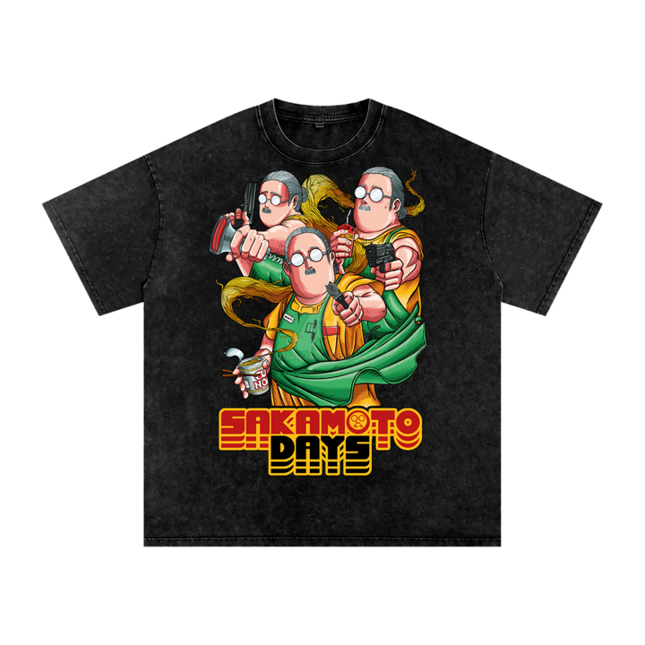 Sakamoto Days Acid Wash Oversize T-Shirt