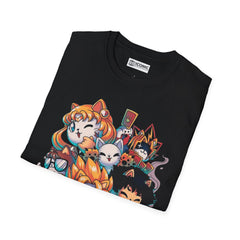 Anime Kitty Heros Unisex Softstyle T-Shirt - IGZ Clothing 