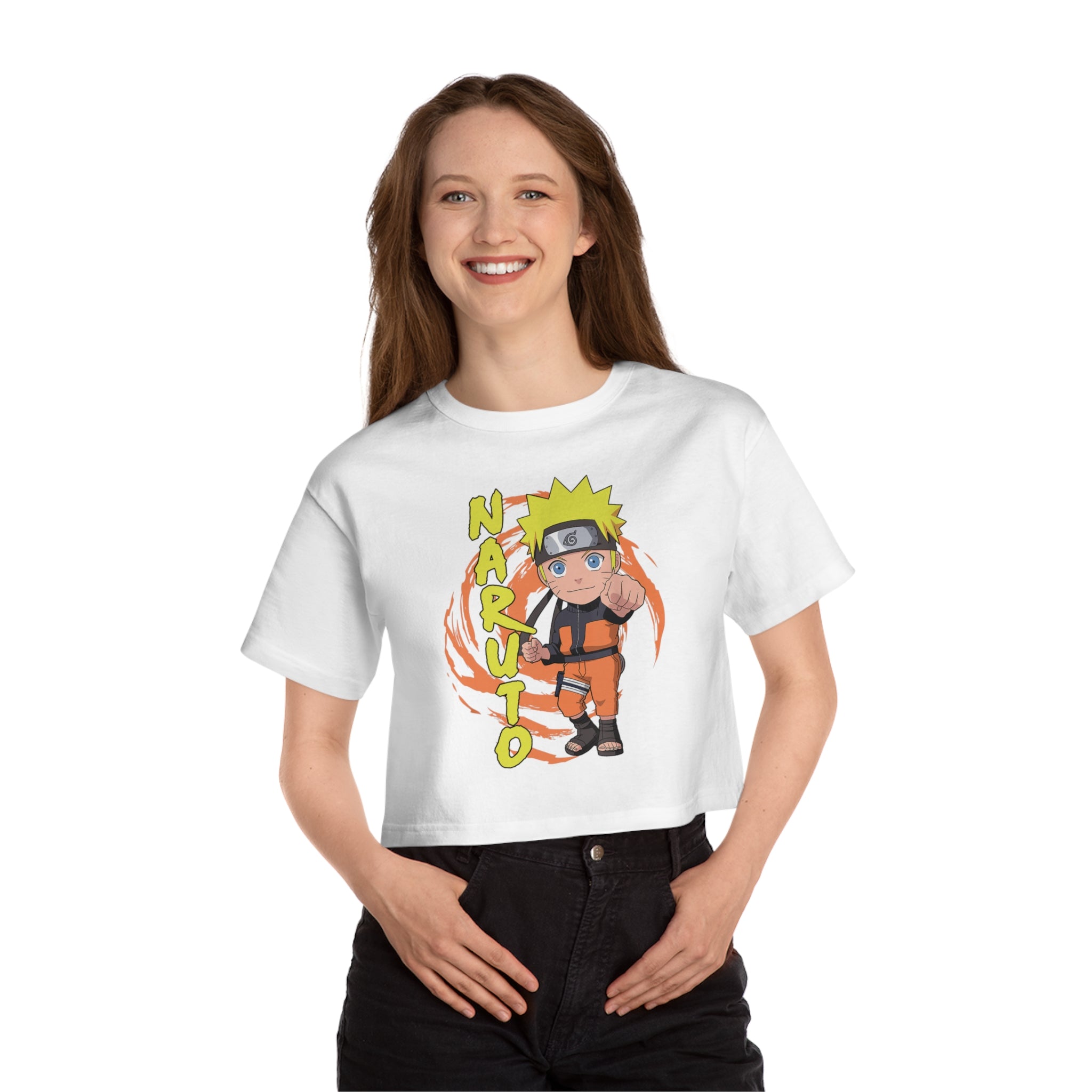 Uzumaki Naruto Champion Women's Heritage Cropped T-Shirt - IGZ Clothing 