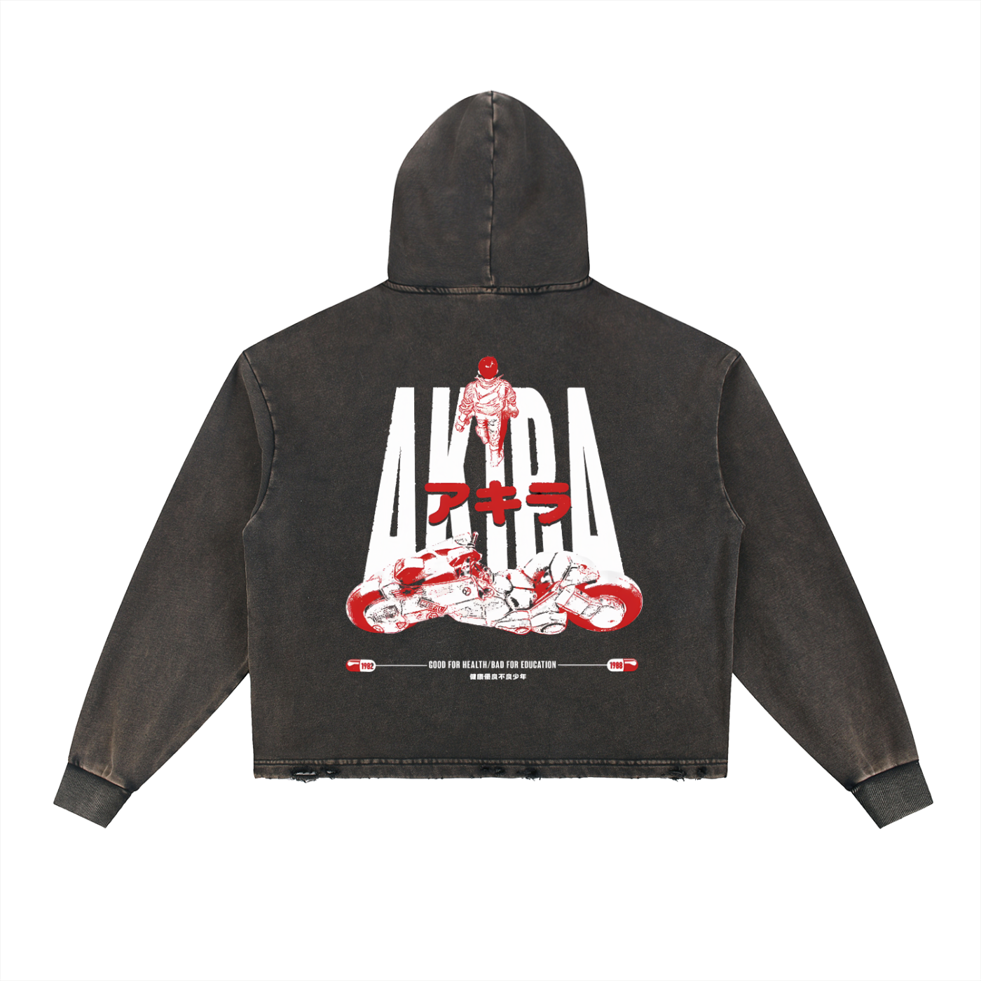 Akira Vintage Washed Frayed-Hem Hoodie