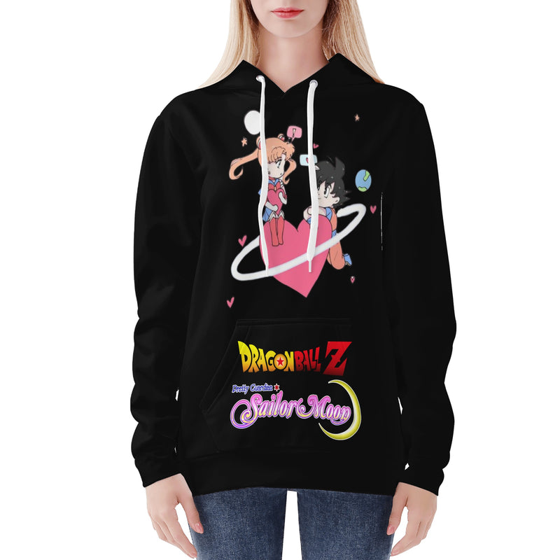 Sailormoon x DBZ Womens All Over Print Hoodie - IGZ Clothing 