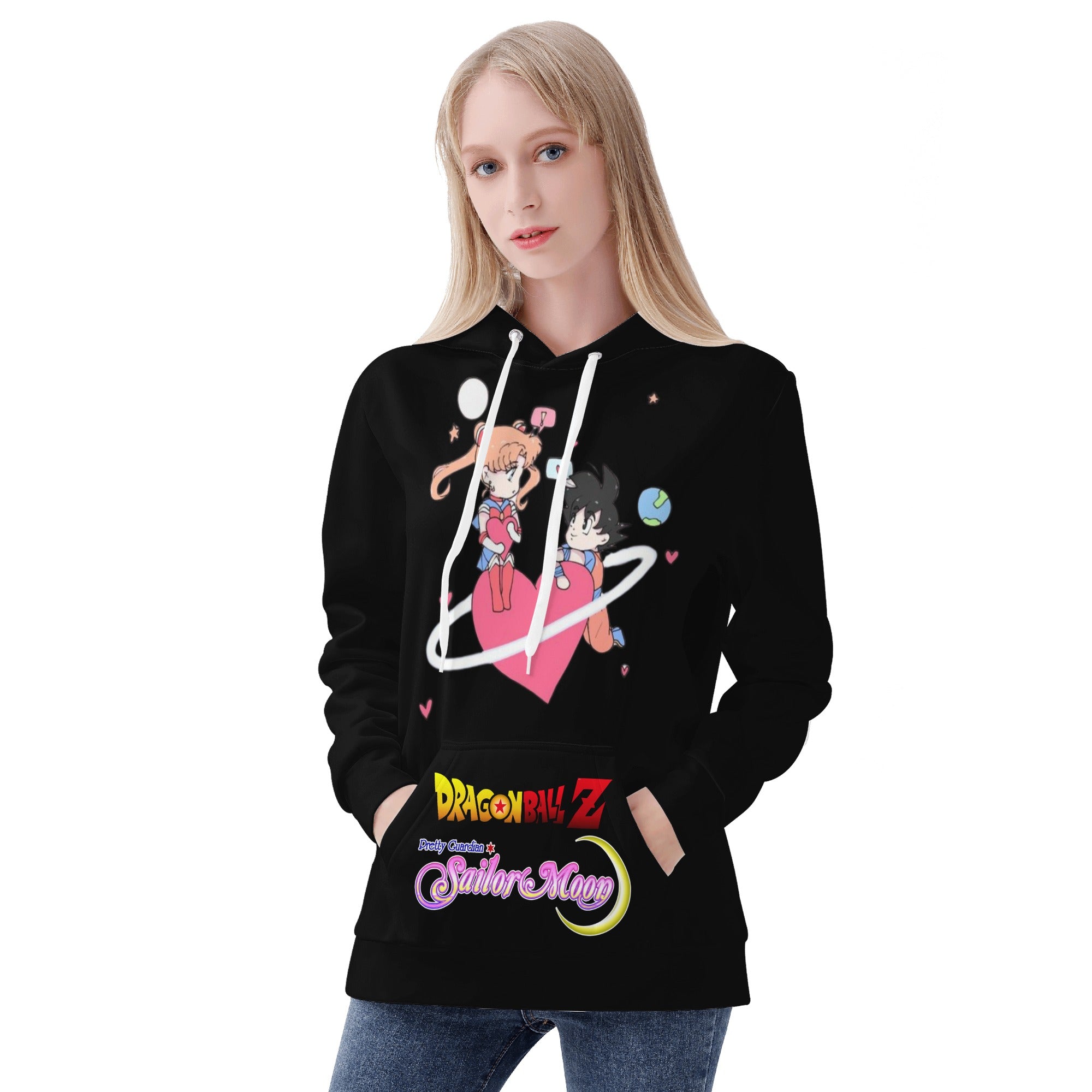 Sailormoon x DBZ Womens All Over Print Hoodie - IGZ Clothing 