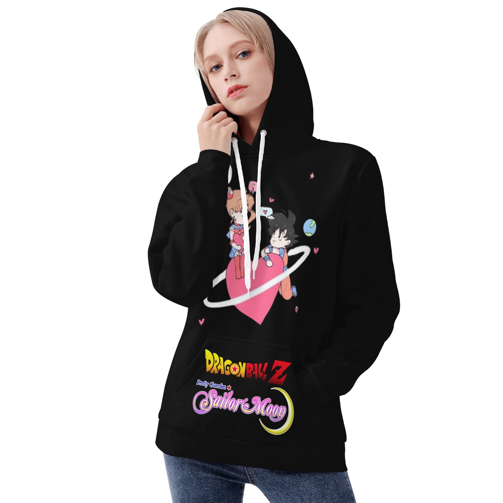 Sailormoon x DBZ Womens All Over Print Hoodie - IGZ Clothing 