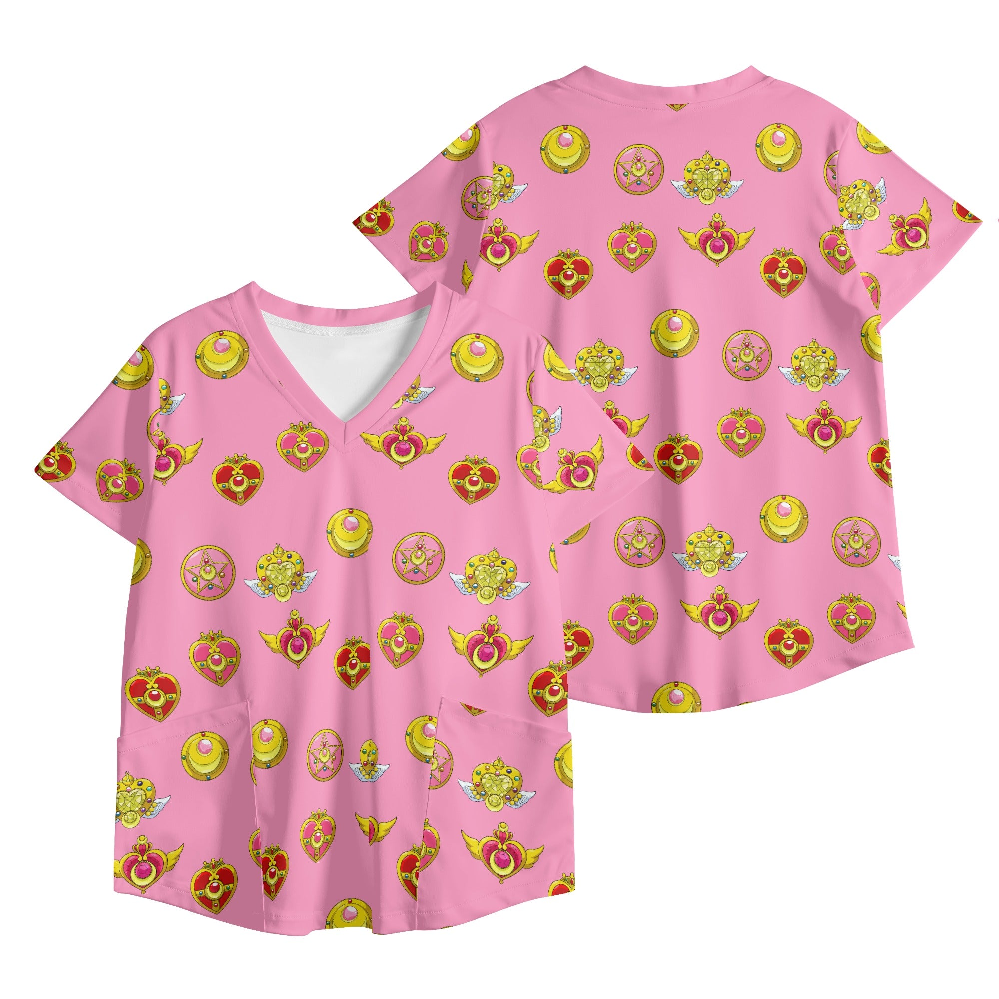 Sailor Moon Womens Printed V Neck Workwear Nursing Tops - IGZ Clothing 