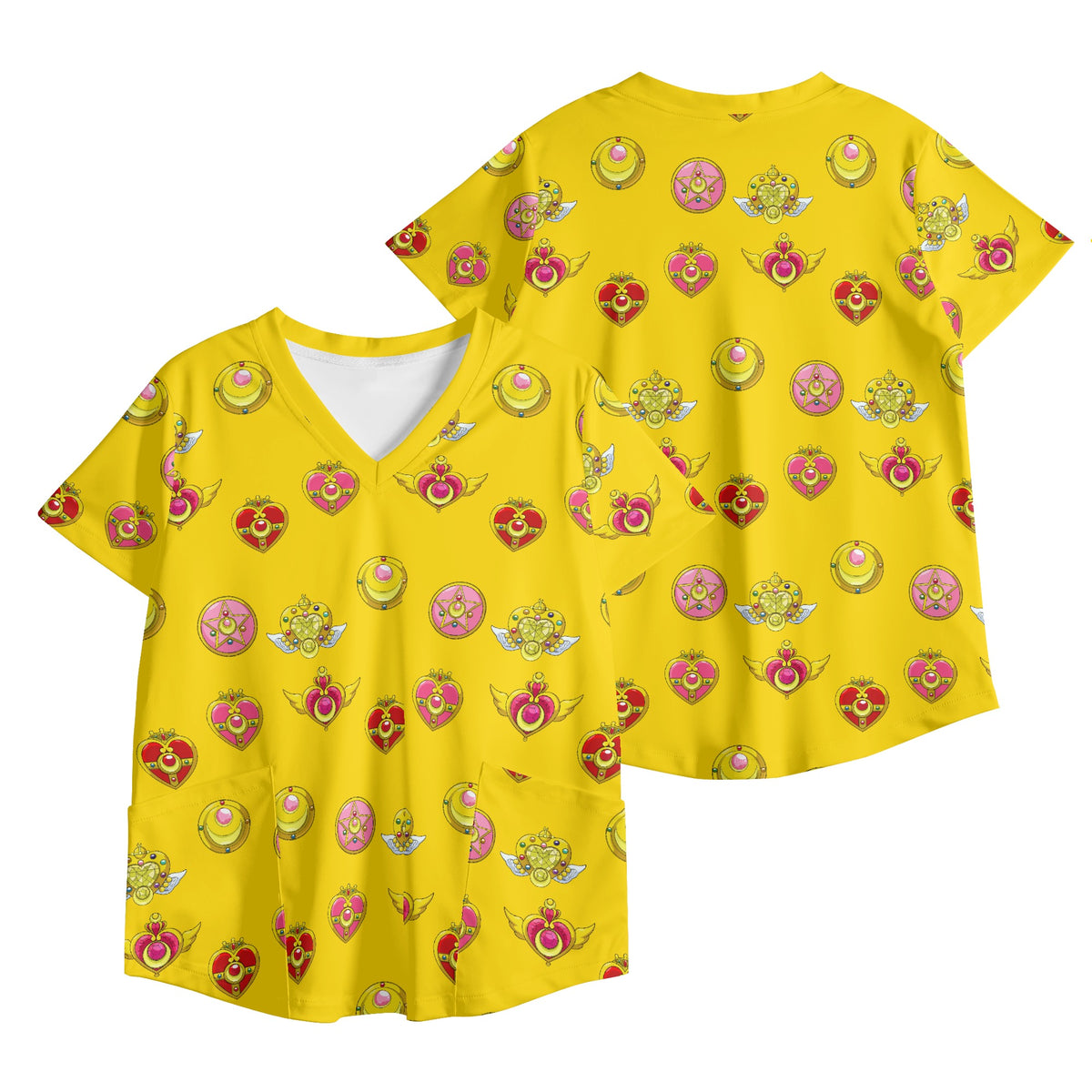 Sailor Moon Womens Printed V Neck Workwear Nursing Tops - IGZ Clothing 