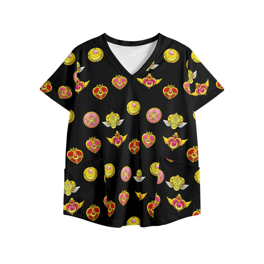 Womens Printed V Neck Workwear Nursing Tops - IGZ Clothing 