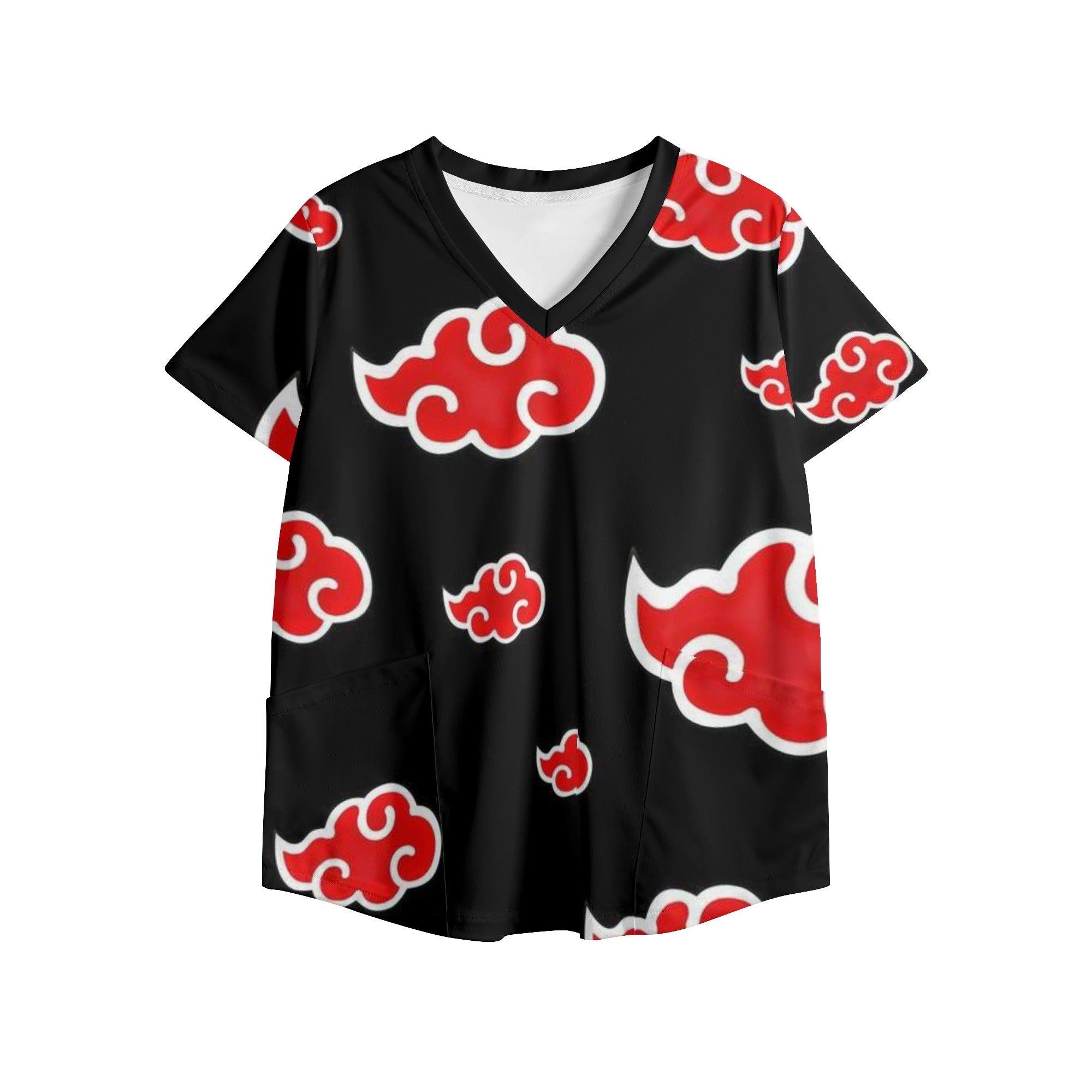 Akatsuki Womens Printed V Neck Workwear Nursing Tops - IGZ Clothing 