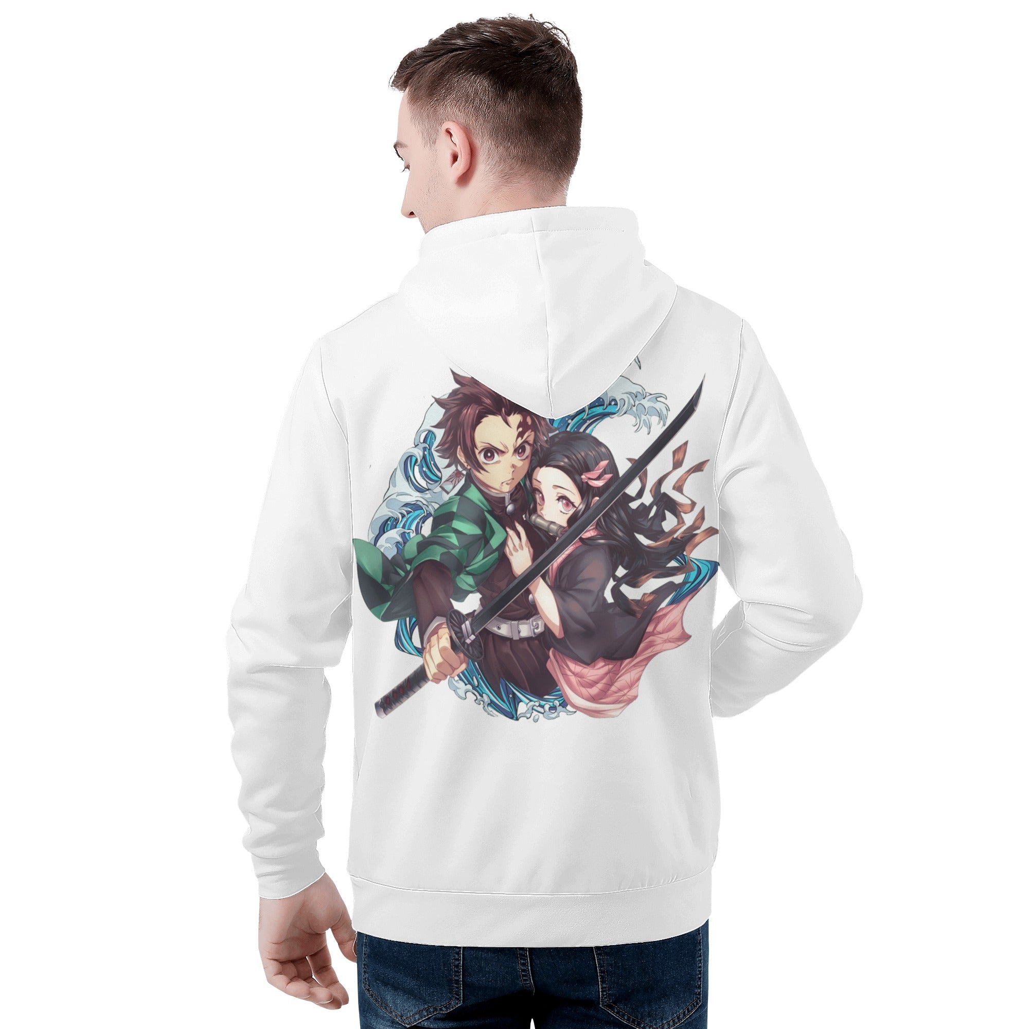 Tanjiro & Nezuko Mens All Over Print Basic Hoodie - IGZ Clothing 