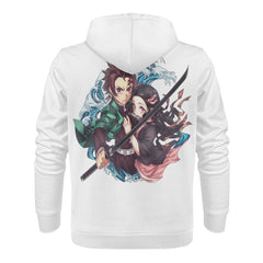 Tanjiro & Nezuko Mens All Over Print Basic Hoodie - IGZ Clothing 