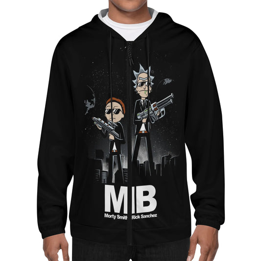 Rick And Morty Mens Lightweight All Over Print Zip Hoodie - IGZ Clothing 