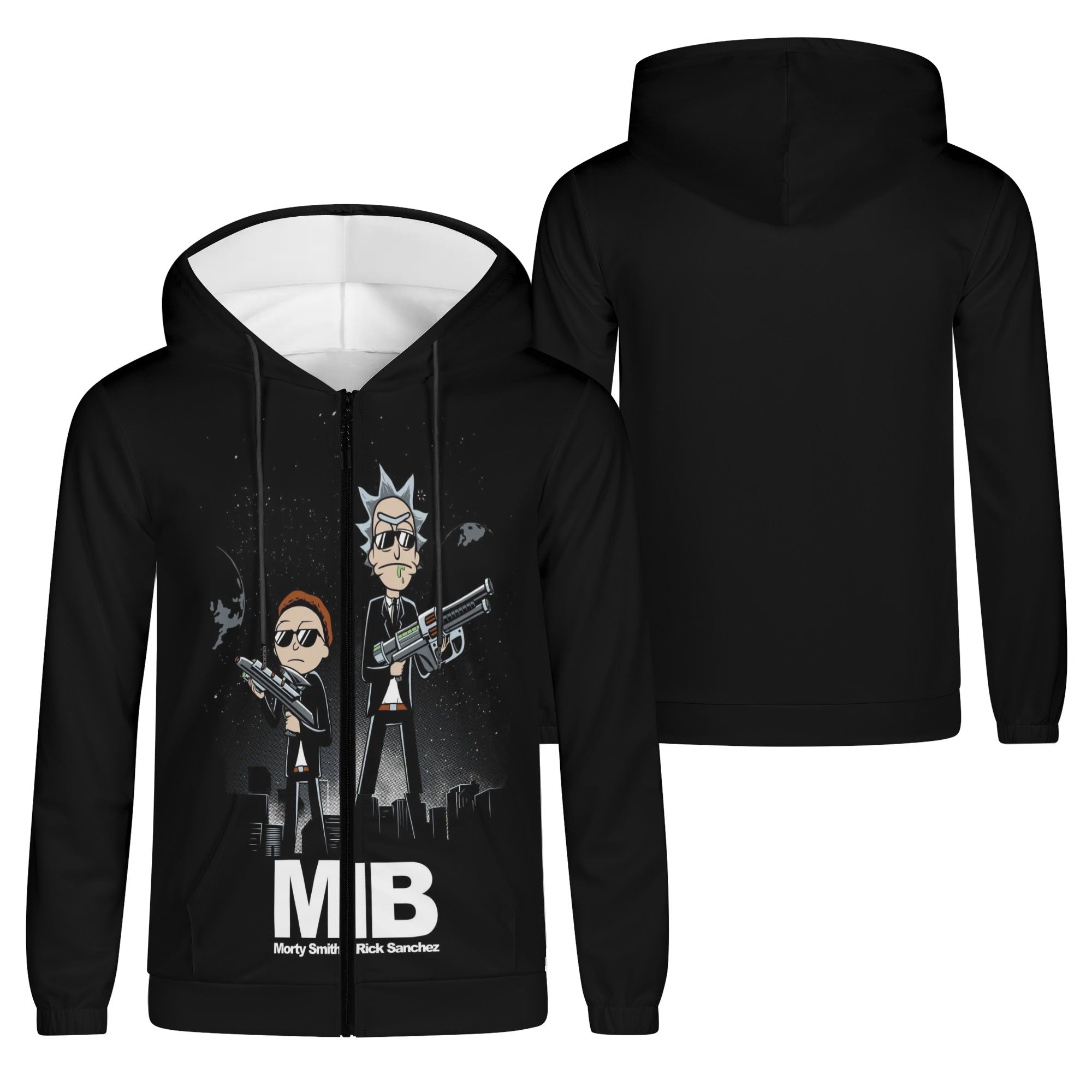 Rick And Morty Mens Lightweight All Over Print Zip Hoodie - IGZ Clothing 