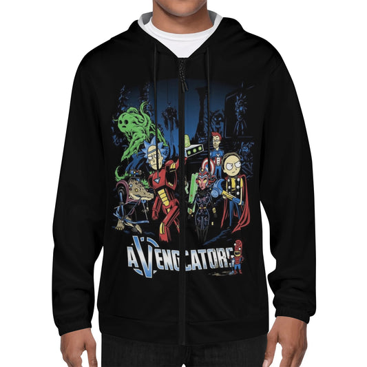 Rick and Morty Mens Lightweight All Over Print Zip Hoodie - IGZ Clothing 