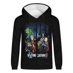 Rick and Morty Mens Lightweight All Over Print Zip Hoodie - IGZ Clothing 