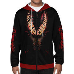 Carnage Mens Lightweight All Over Print Zip Hoodie - IGZ Clothing 