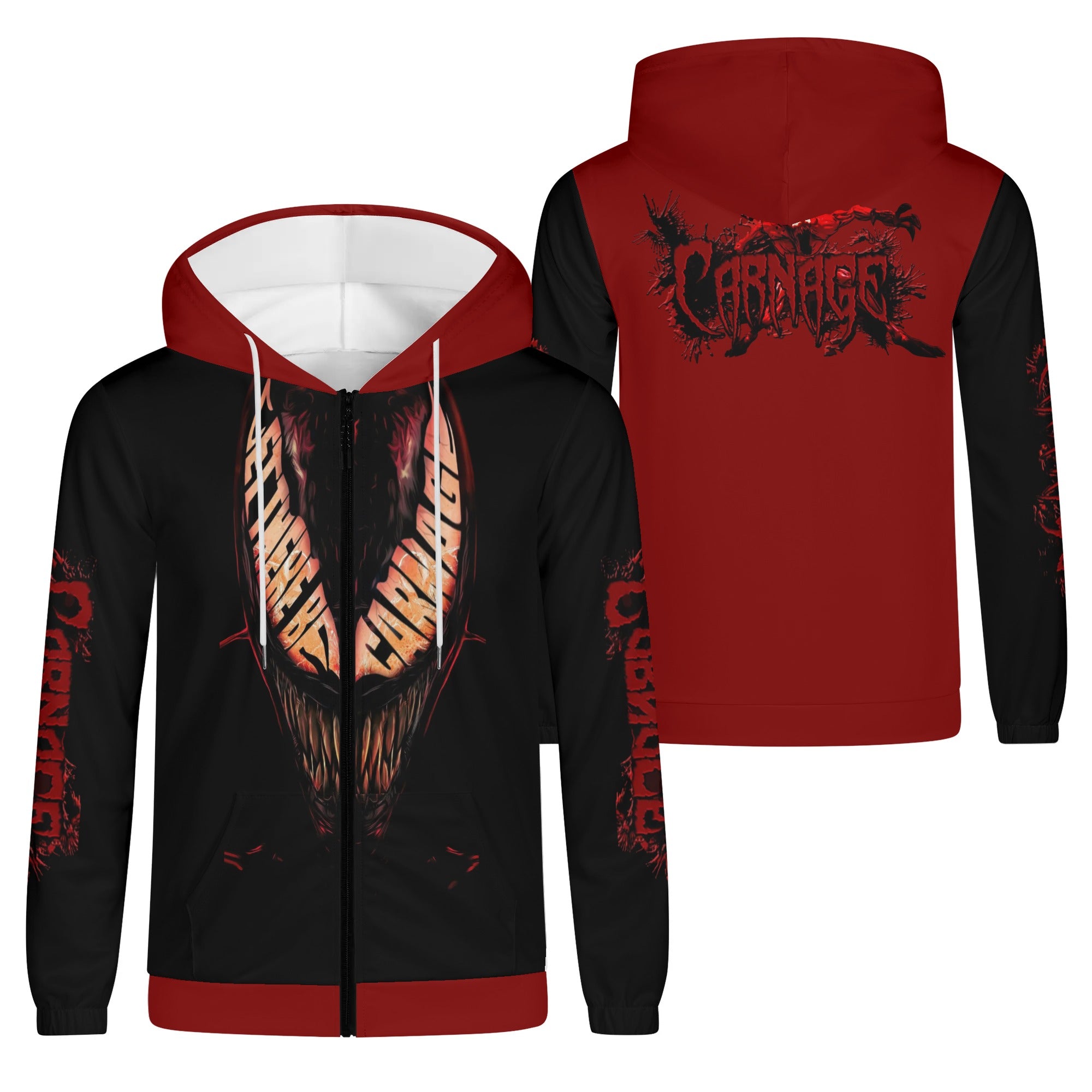 Carnage Mens Lightweight All Over Print Zip Hoodie - IGZ Clothing 