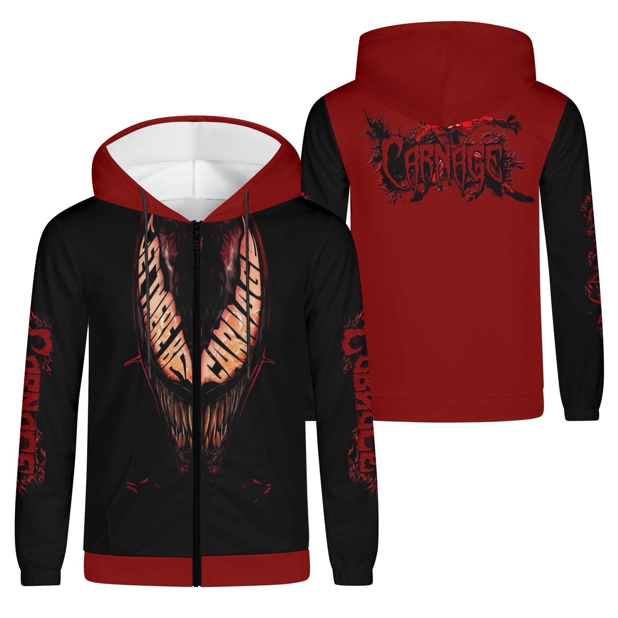 Carnage Mens Lightweight All Over Print Zip Hoodie - IGZ Clothing 