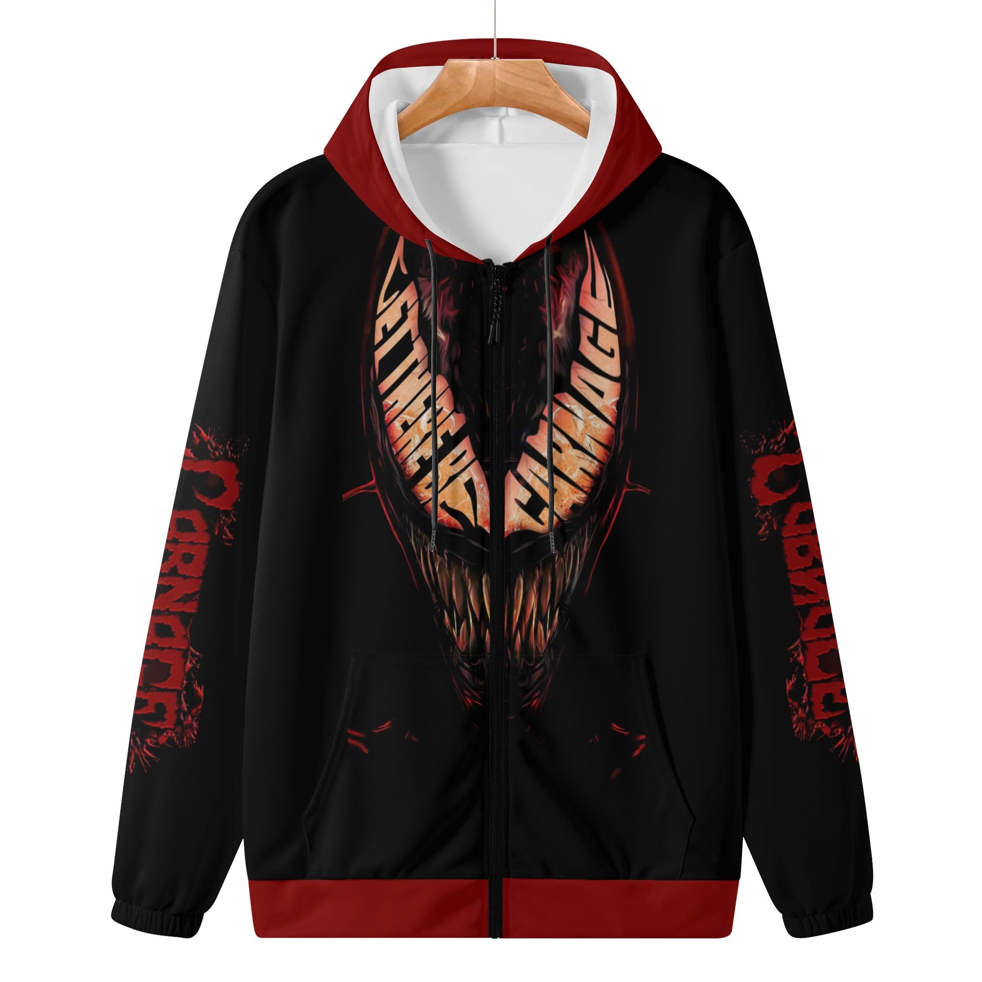 Carnage Mens Lightweight All Over Print Zip Hoodie - IGZ Clothing 