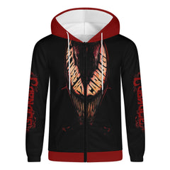 Carnage Mens Lightweight All Over Print Zip Hoodie - IGZ Clothing 