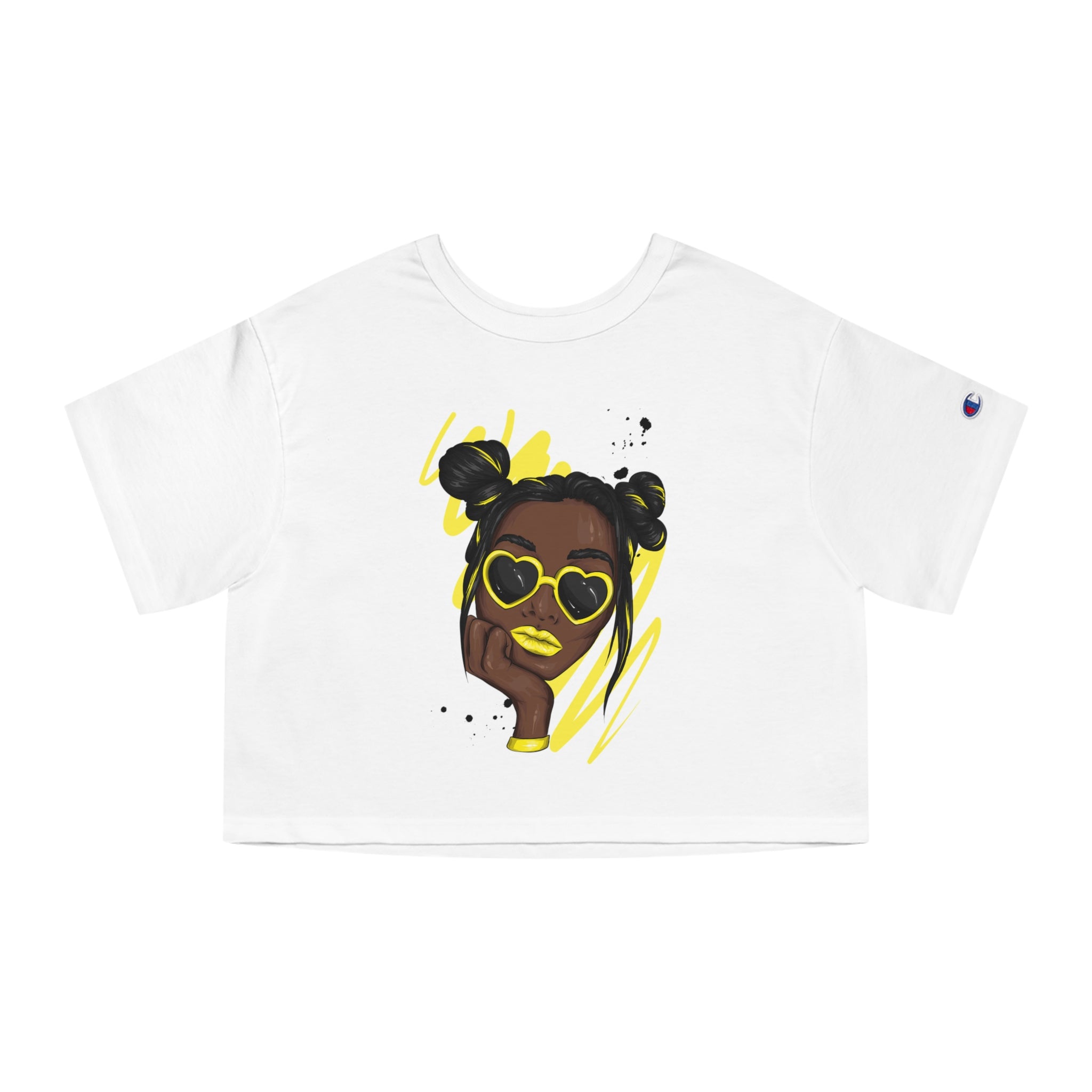 Black and Yellow Champion Women's Heritage Cropped T-Shirt