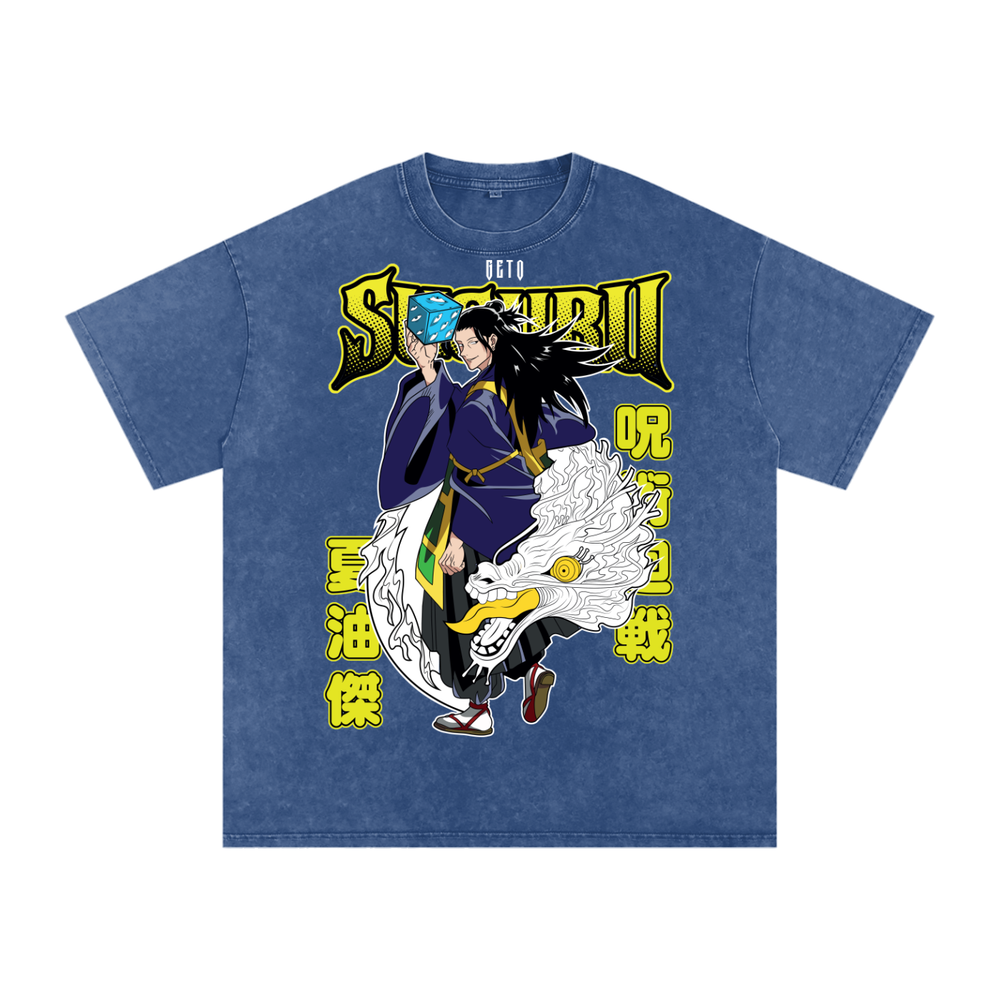 Geto Jujitsu kaisen Acid Wash Oversize T-Shirt