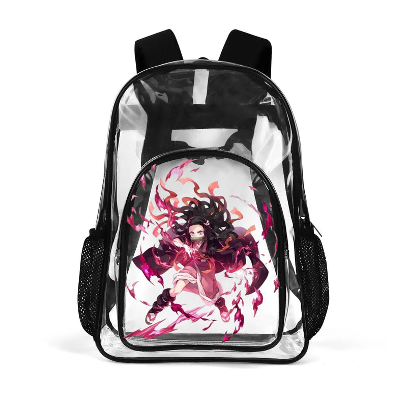 Nezuko Large 17 Inch Clear Bag PVC See Through Transparent School Backpack - IGZ Clothing 