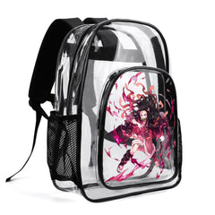 Nezuko Large 17 Inch Clear Bag PVC See Through Transparent School Backpack - IGZ Clothing 