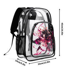 Nezuko Large 17 Inch Clear Bag PVC See Through Transparent School Backpack - IGZ Clothing 