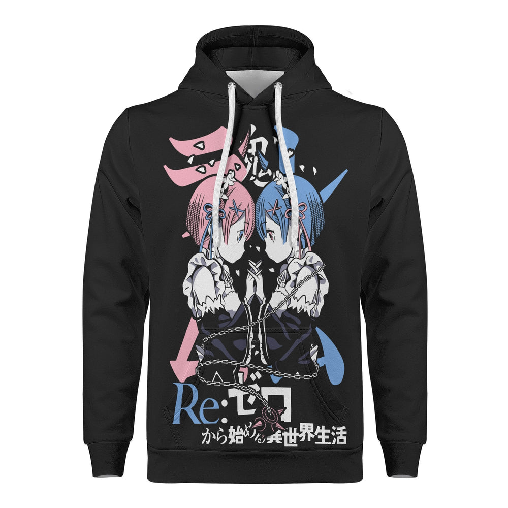 Rem and Ram Re Zero All Over Print Warm Velvets Pair Of Hoodie Igz Clothing