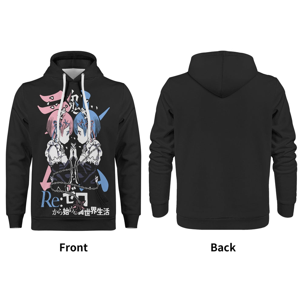 Rem and Ram Re Zero All Over Print Warm Velvets Pair Of Hoodie Igz Clothing