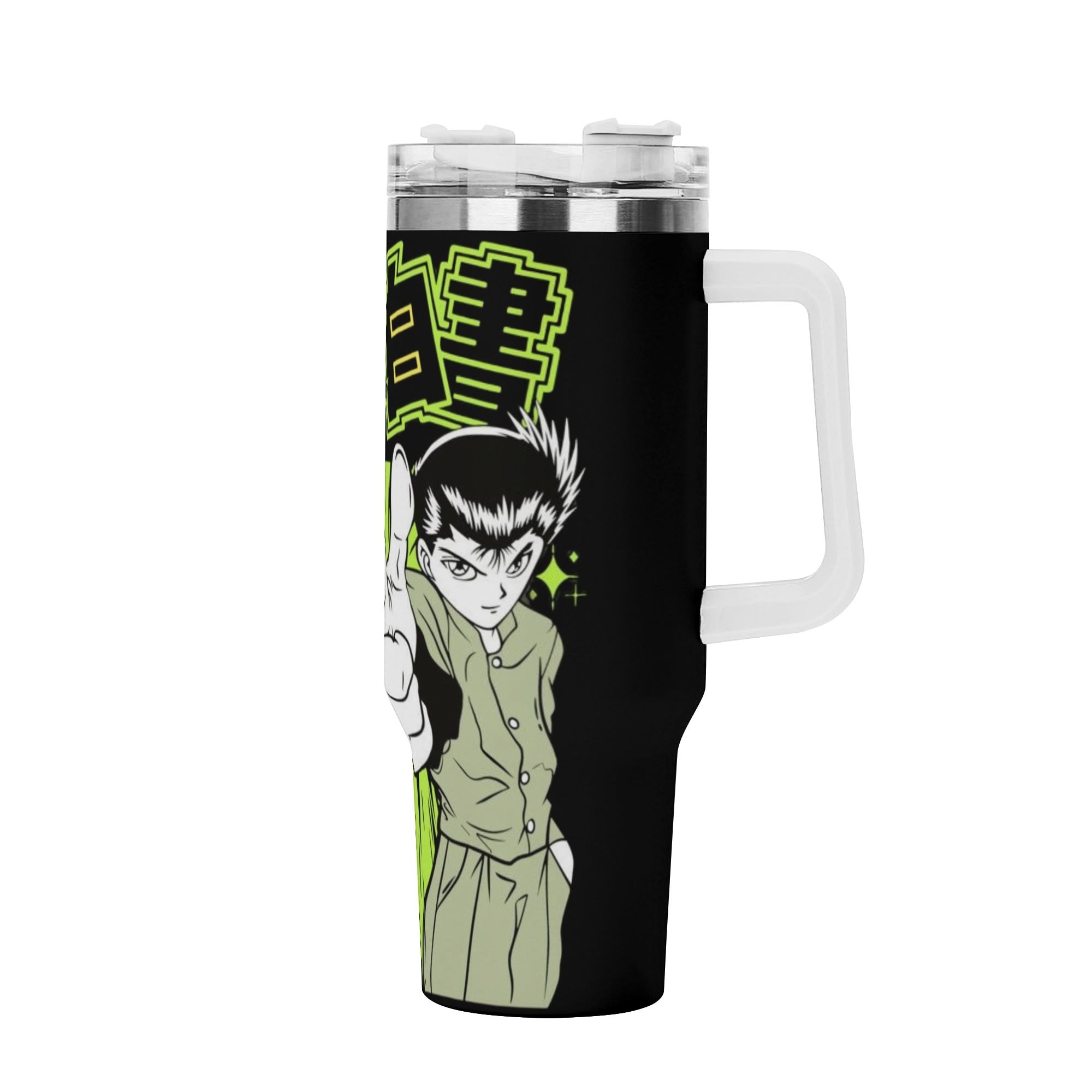 Yusuke Yu Yu Hakusho 40oz Stainless Steel Tumbler Gift With White Handle and Straw