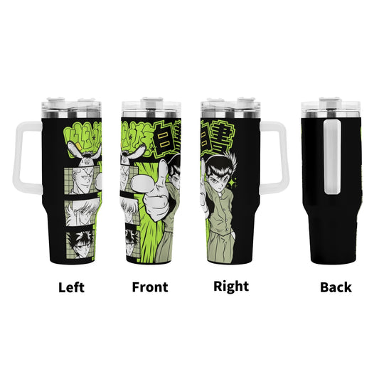 Yusuke Yu Yu Hakusho 40oz Stainless Steel Tumbler Gift With White Handle and Straw