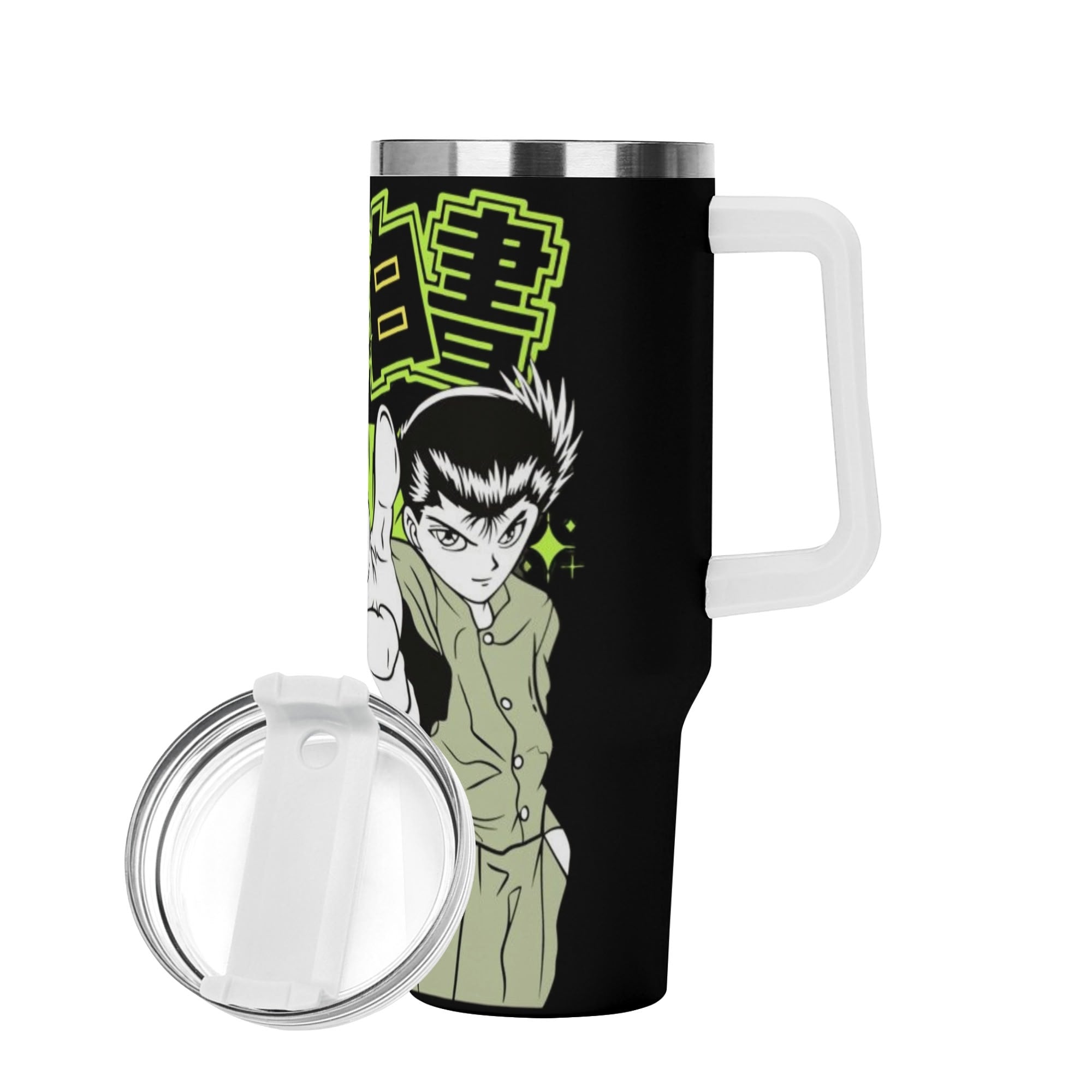 Yusuke Yu Yu Hakusho 40oz Stainless Steel Tumbler Gift With White Handle and Straw