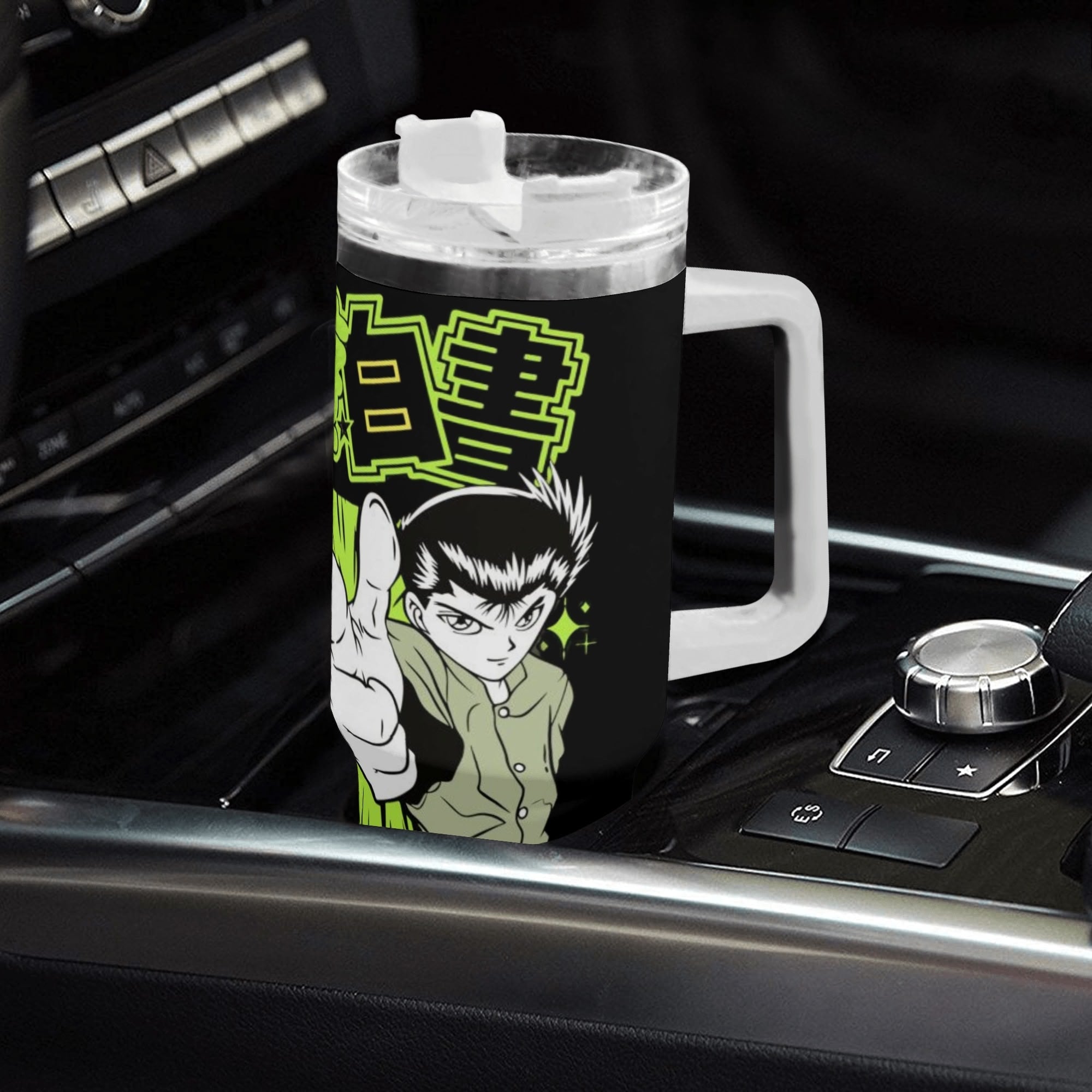 Yusuke Yu Yu Hakusho 40oz Stainless Steel Tumbler Gift With White Handle and Straw