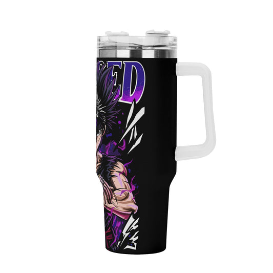 Hiei YuYu Hakusho 40oz Stainless Steel Tumbler Gift With White Handle and Straw