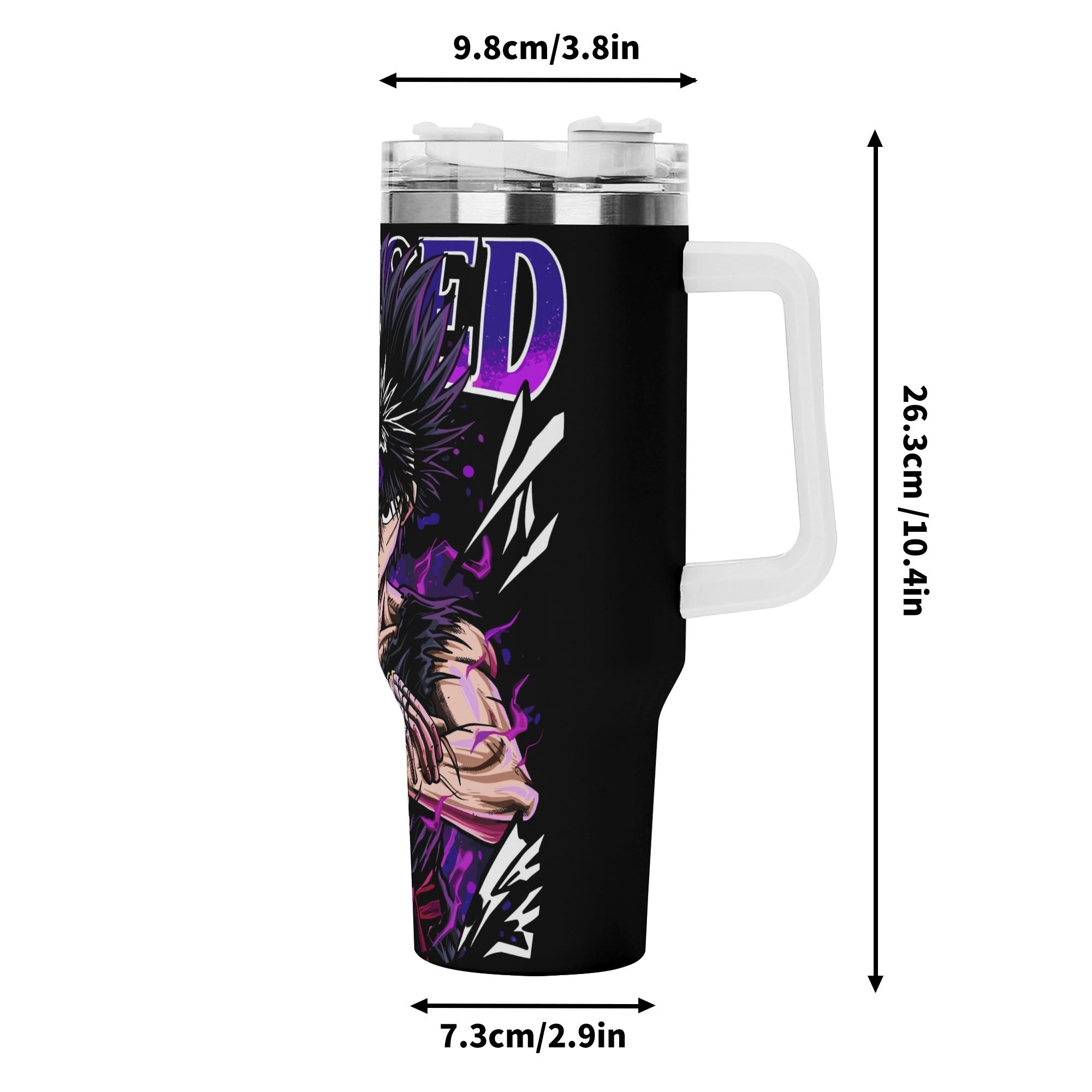 Hiei YuYu Hakusho 40oz Stainless Steel Tumbler Gift With White Handle and Straw