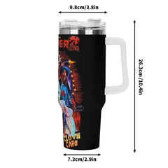 Terrifier 2 40oz Stainless Steel Tumbler Gift With White Handle and Straw