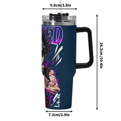 Hiei YuYu Hakusho 40oz Stainless Steel Tumbler Gift With Black Handle and Straw