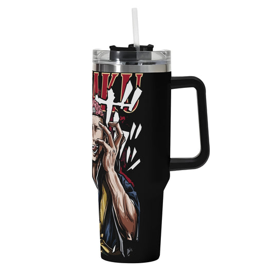 Kenjaku Jujitsu Kaisen 40oz Stainless Steel Tumbler Gift With Black Handle and Straw