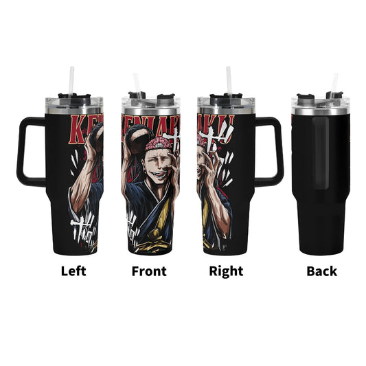 Kenjaku Jujitsu Kaisen 40oz Stainless Steel Tumbler Gift With Black Handle and Straw