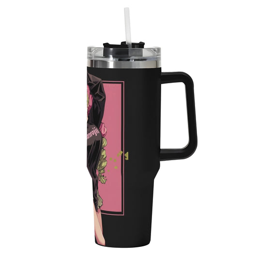 Mitsuri Demon Slayer 40oz Stainless Steel Tumbler Gift With Black Handle and Straw