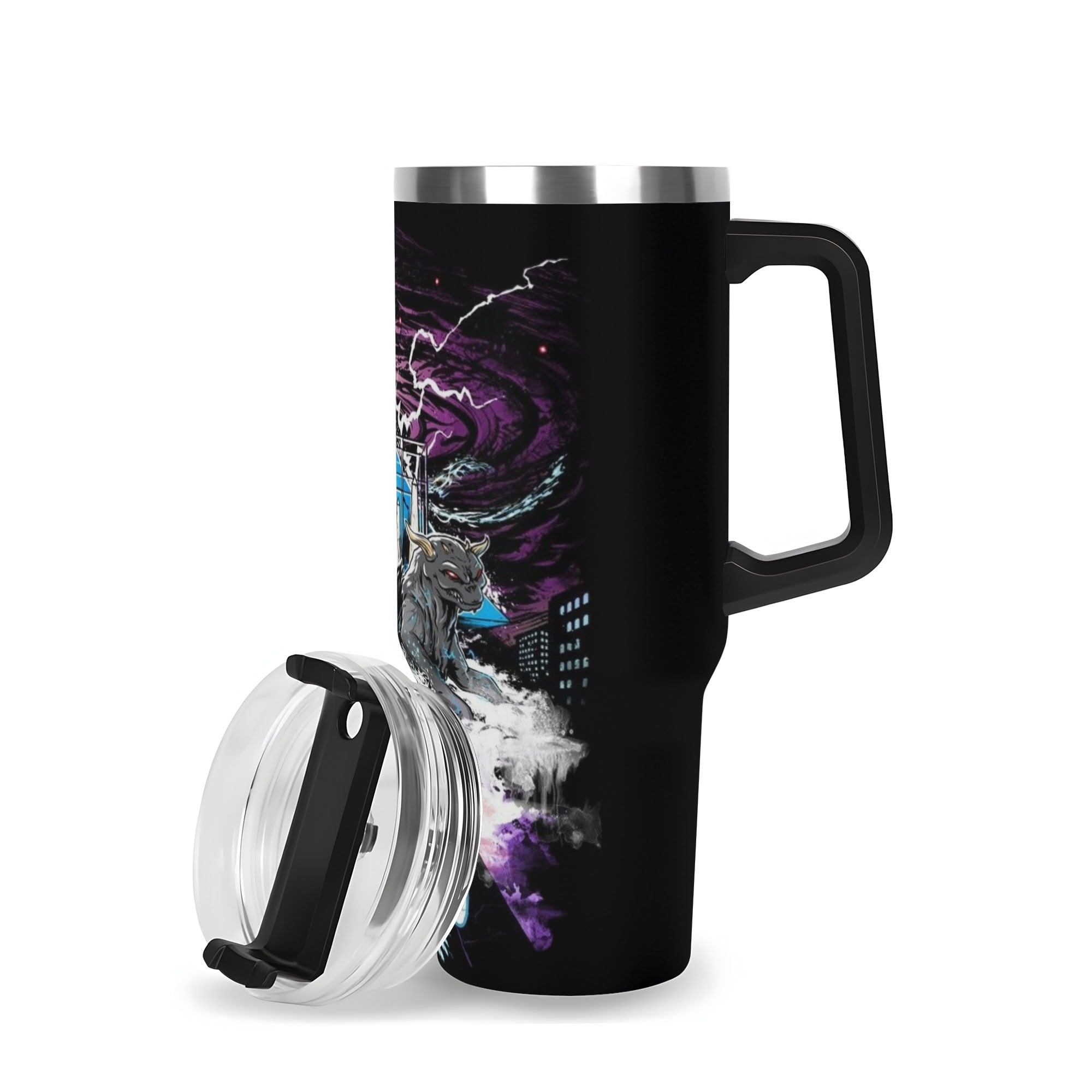 Ghostbusters 40oz Stainless Steel Tumbler Gift With Black Handle and Straw