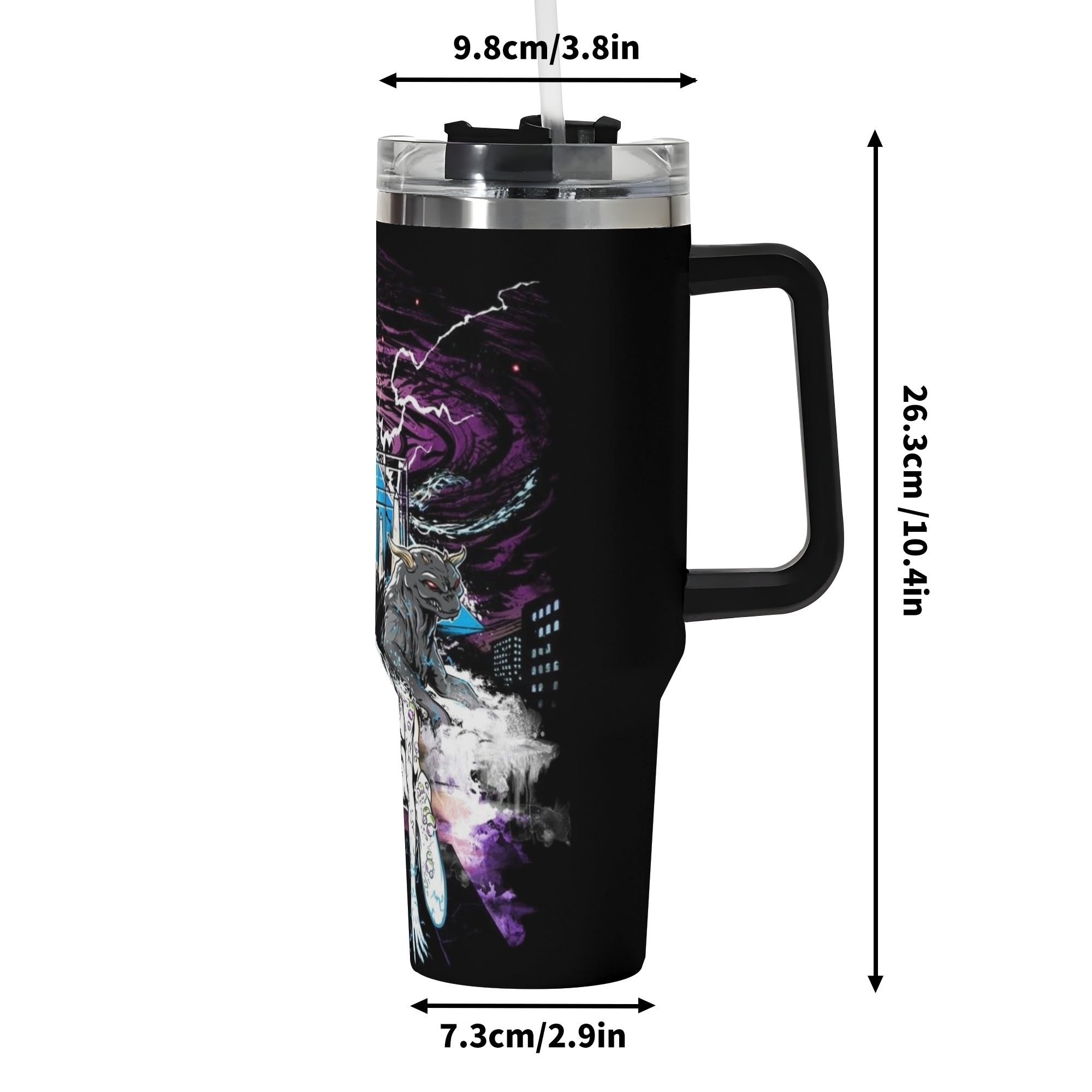 Ghostbusters 40oz Stainless Steel Tumbler Gift With Black Handle and Straw