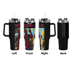 Deadpool and Wolverine 40oz Stainless Steel Tumbler Gift With Black Handle and Straw